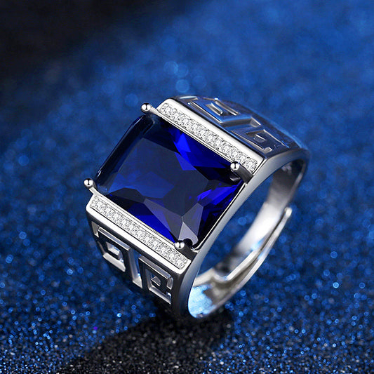 Men's Platinum Plated White Copper Ring Highly Polished Exquisite Workmanship Durable Jewelry For Men Elegance