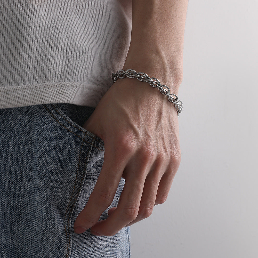 Unisex Stainless Steel Wavy Bracelet Twist Design Wristband Bangle Jewelry For Men Durable Gear For Daily Uses