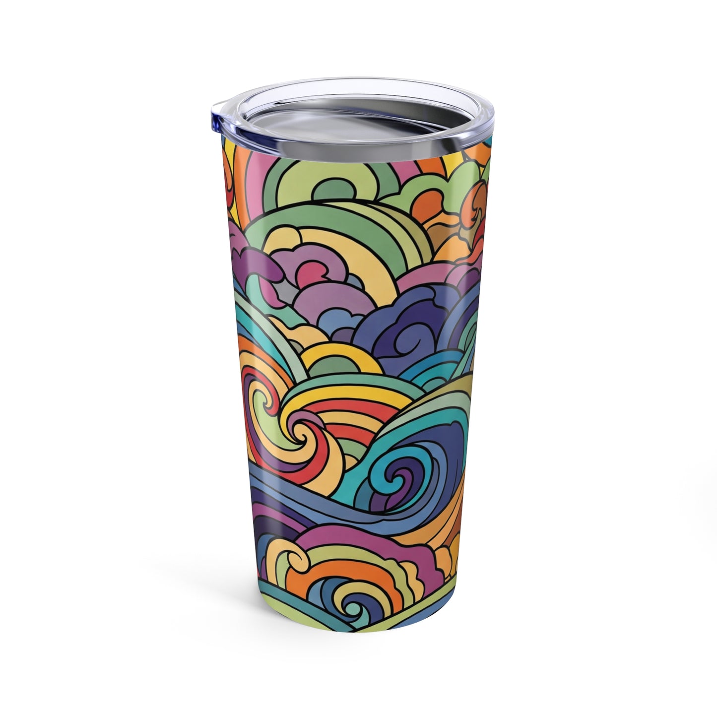 20 Oz Stainless Steel Tumbler With Vacuum Insulation Double Wall Spill Resistant Printed Design For Hot Or Cold
