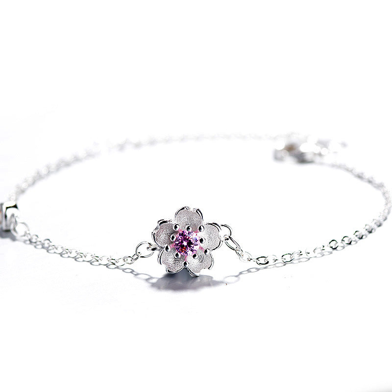 Womens Sakura Flower Bracelet Korean Delicate Sweet Accessory Floral Bracelet Girls Elegant Fashion Charming