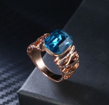 Rose Gold Bamboo Bar Gemstone Ring Classic Jewelry Ring
