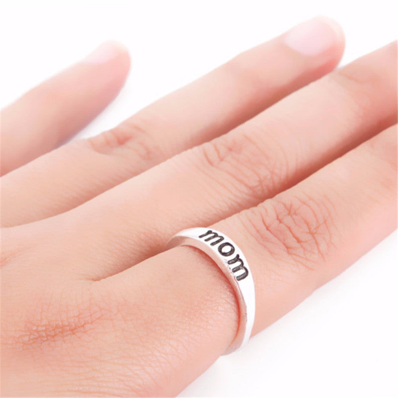 Alloy Letter Ring Mom Design For Women And Girls And Dad Design Ring Jewelry Fashion Accessory Trendy Everyday