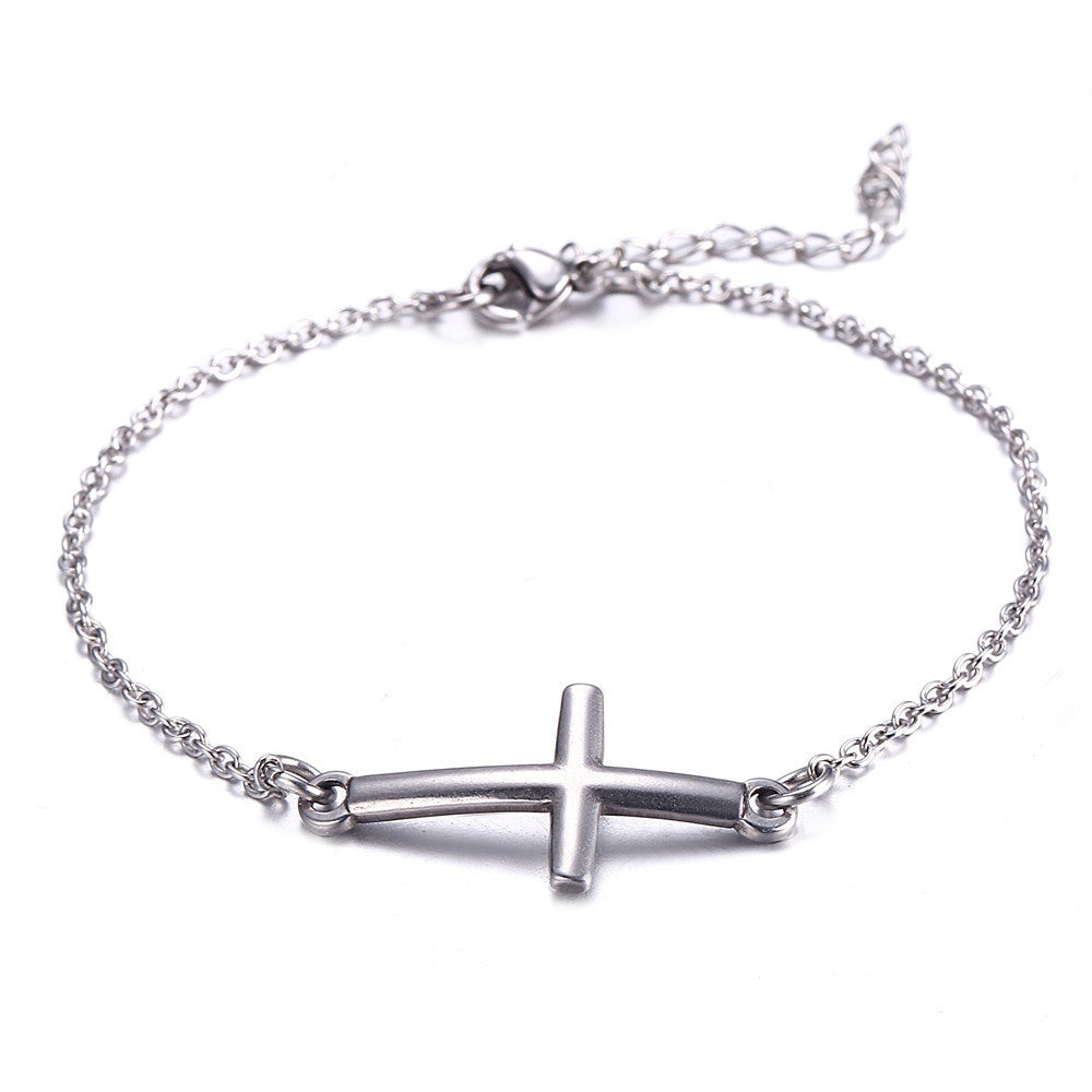 Womens Stainless Steel Cross Bracelet Electroplated Anniversary Gifts Celebration Present Individually Packaged