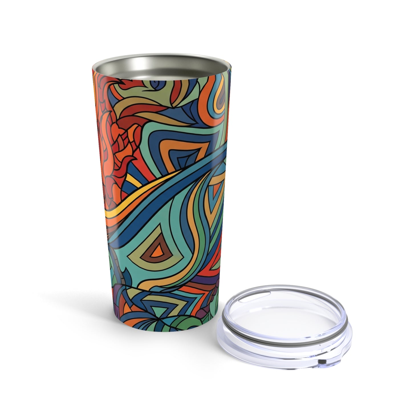 20oz Stainless Steel Tumbler With Double Wall Vacuum Insulation Leak Proof Lid Printed Design For Everyday Travel