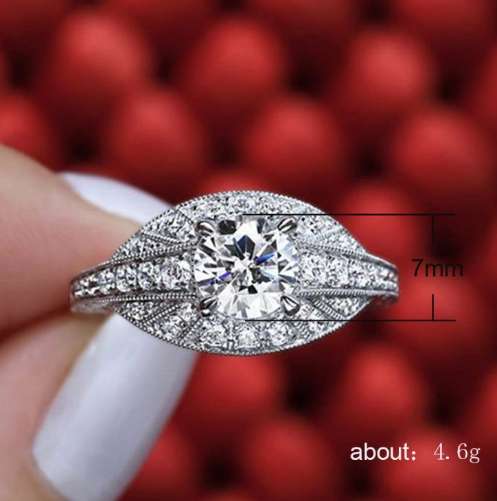 Openwork Diamond Ring Copper Gold Plated Zircon White Inlay Womens Fashion Ring Size 6 7 8 9 10 Geometric Design