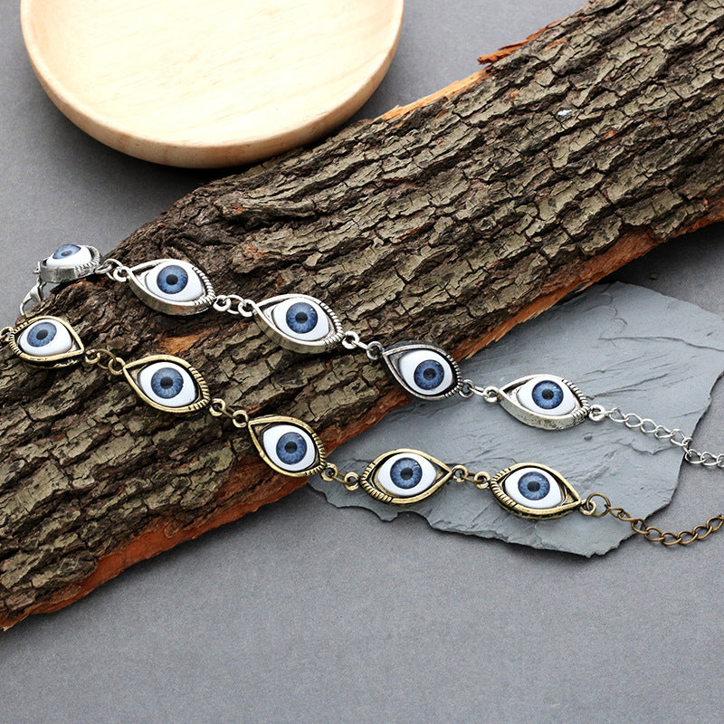 Unisex Angel Demon Eye Bracelet Alloy Inlay Gems Protective Amulet Fashion Jewelry Gift Statement Accessory Go