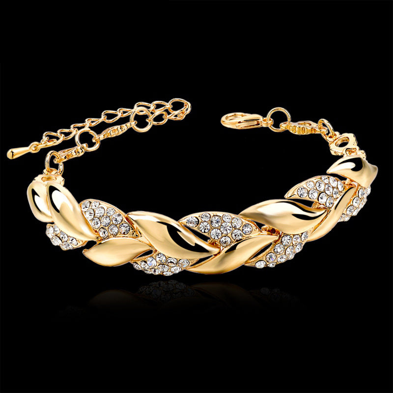 Golden Leaf Alloy Bracelet For Women And Girls Everyday