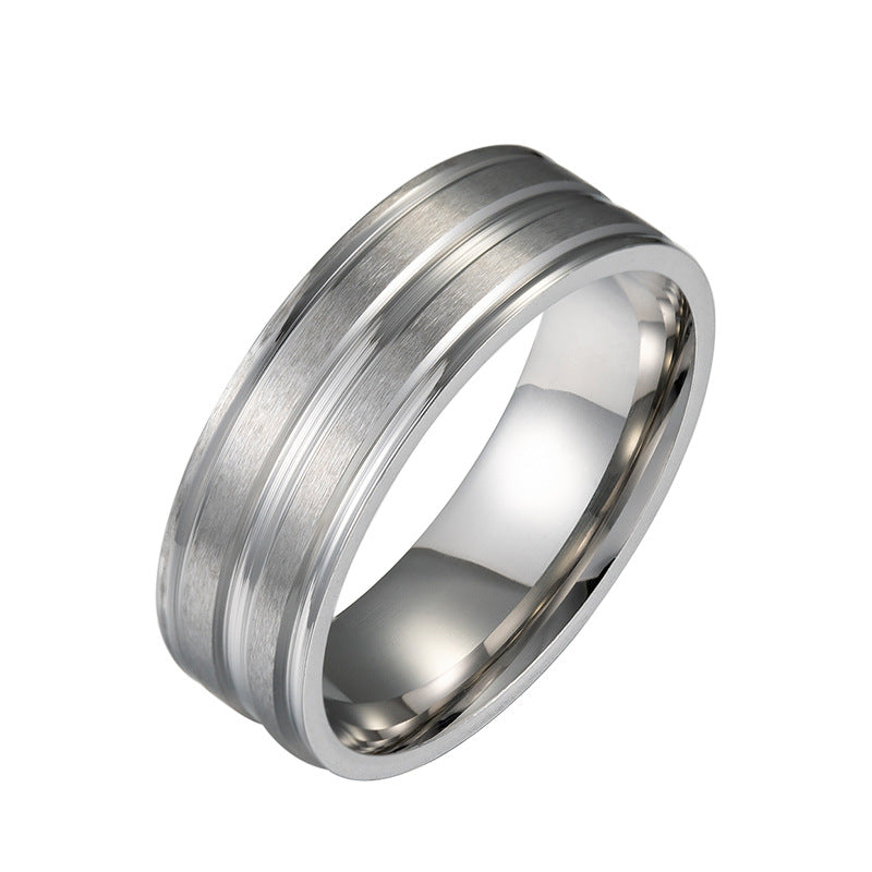 Mens Stainless Steel Ring Frosted 8mm Wide Band Simple Geometric Design Unisex Metal Ring For Festivals Trendy