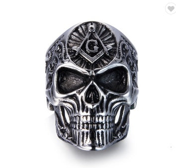 Stainless Steel Skull Ring For Men 30mm Wide Masonic Punk Ring Domineering Personality Accessory For Daily Use