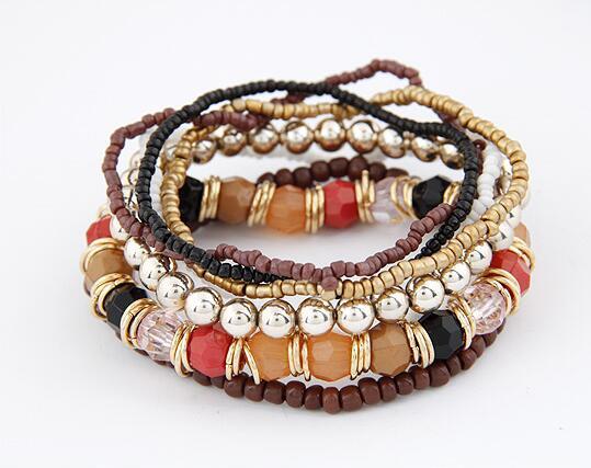 Stretchable Beaded Bracelet Elastic Alloy Acrylic Bangle