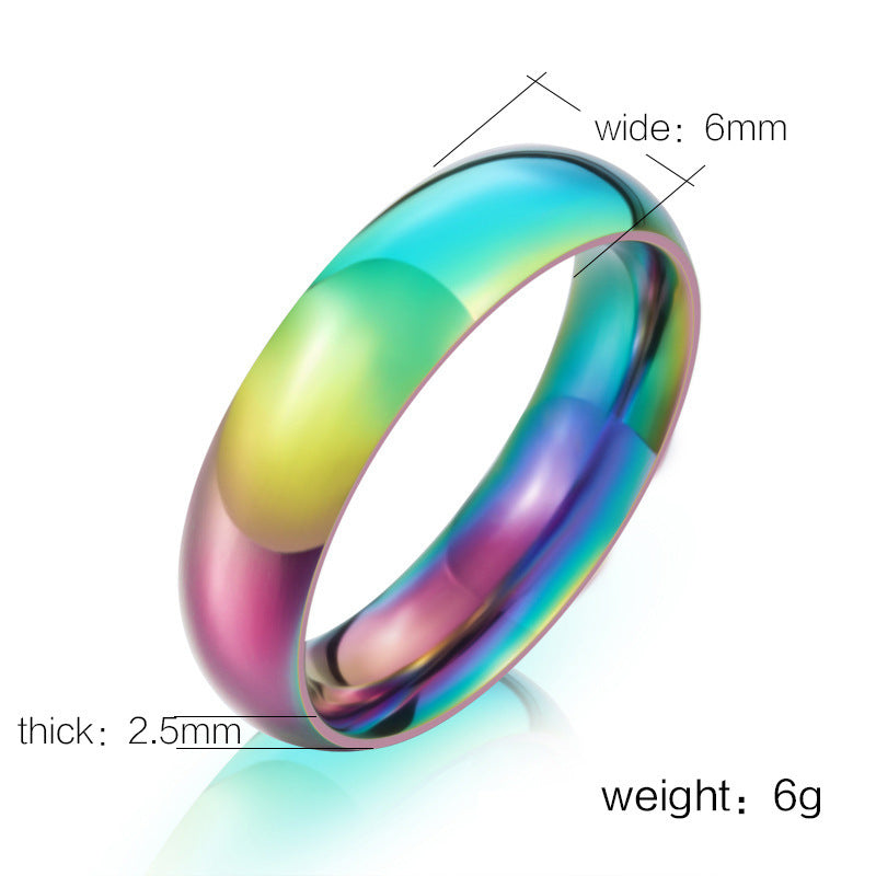 Simple Temperament Color Stainless Steel Ring Geometric Minimalist Design For Women Jewelry Elegant Shine Plus