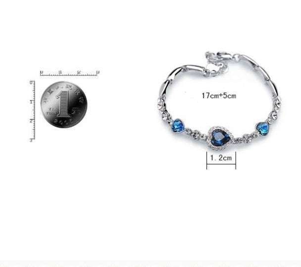 Heart Bracelet With Sparkling Blue Crystals Three Moving Hearts Symbolizing Love And Hope Jewelry Timeless Now