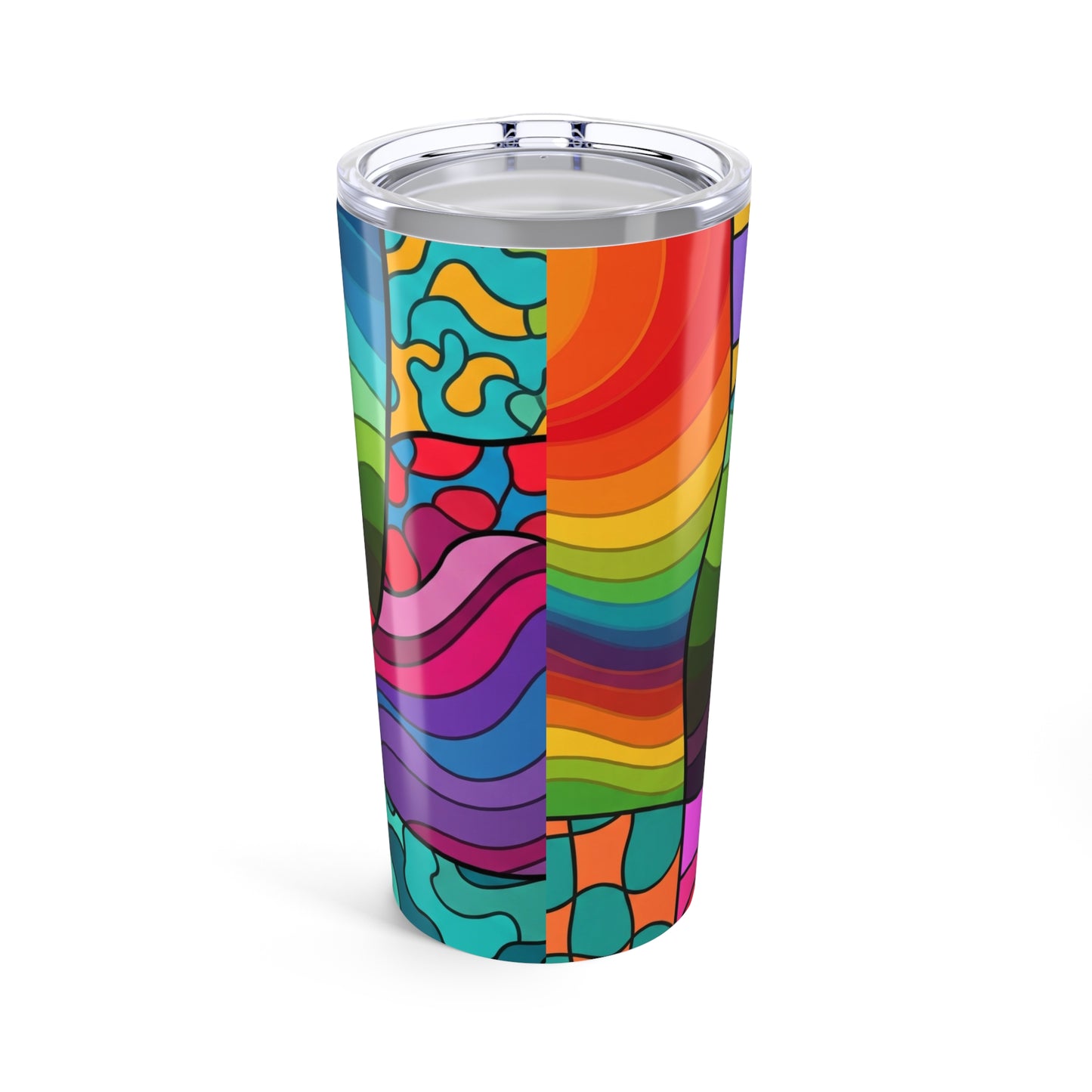 20 Ounce Stainless Steel Tumbler With Double Wall Insulation Spill Resistant And Printed Design For Travel On The