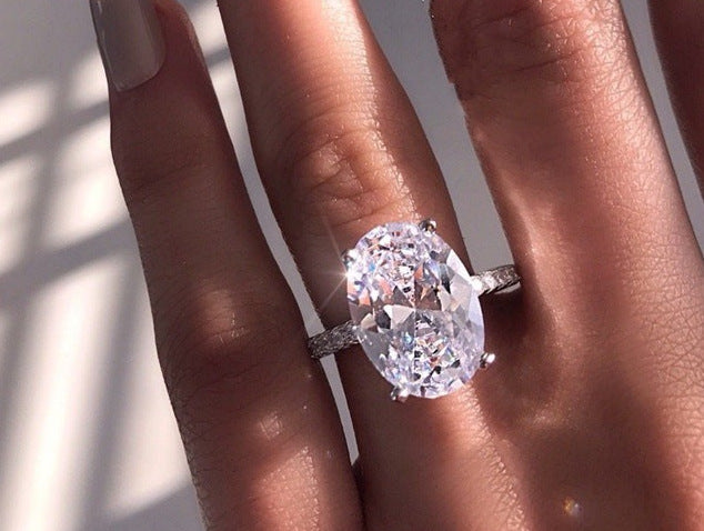 Womens Diamond Geometric Sterling Silver Ring Sparkling Engagement Promise Anniversary Wedding Jewelry Gift For Her