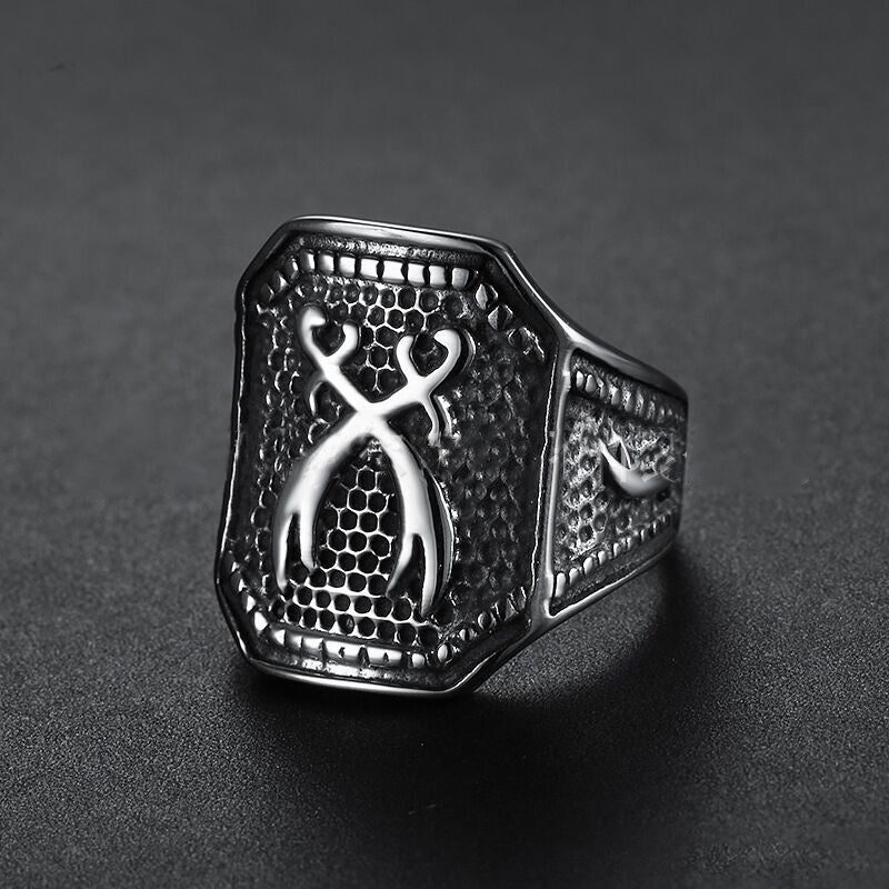 Stainless Steel Muslim Double Knife Ring