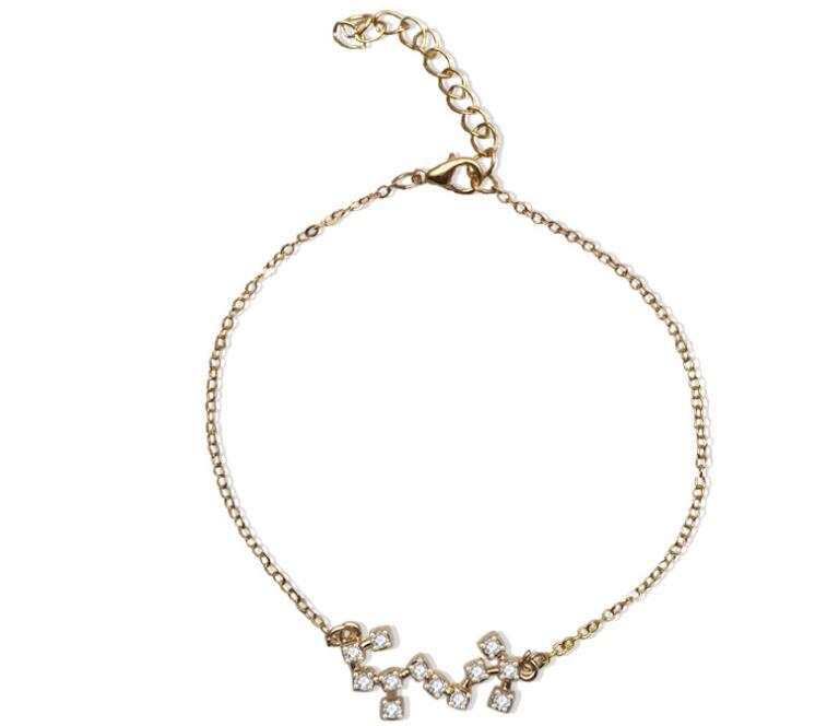 Crystal Constellation Bracelet For Women And Girls Adjustable Length Extender Chain Alloy Charm Everyday Style