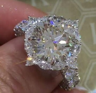 Women Diamond Ring Brass Classic Design Faux Gemstone Statement Fashion Jewelry Durable Accessory Everyday Now