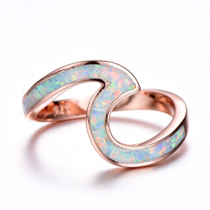 Rose Gold Opal Ring Exquisite Two Shape Design For Daily Wear And Wedding Engagement Anniversary Birthday Gift