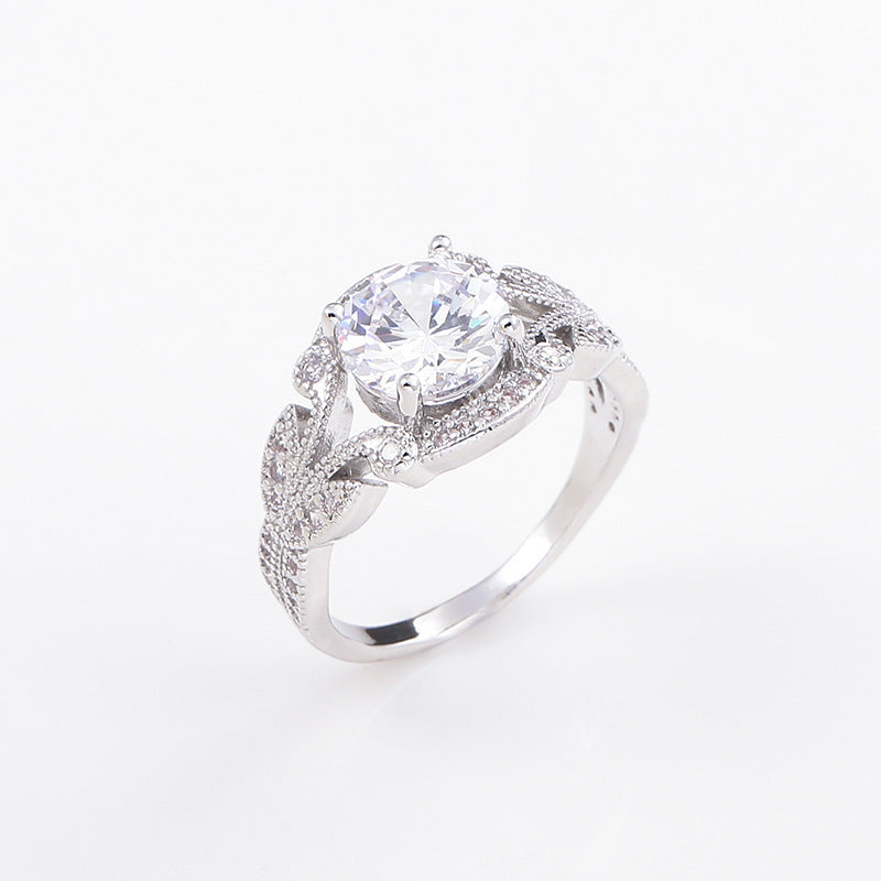 Women Princess Diamond Ring Heart Shaped Alloy Electroplated Artificial Gemstone Engagement Gift For Her Sparkle