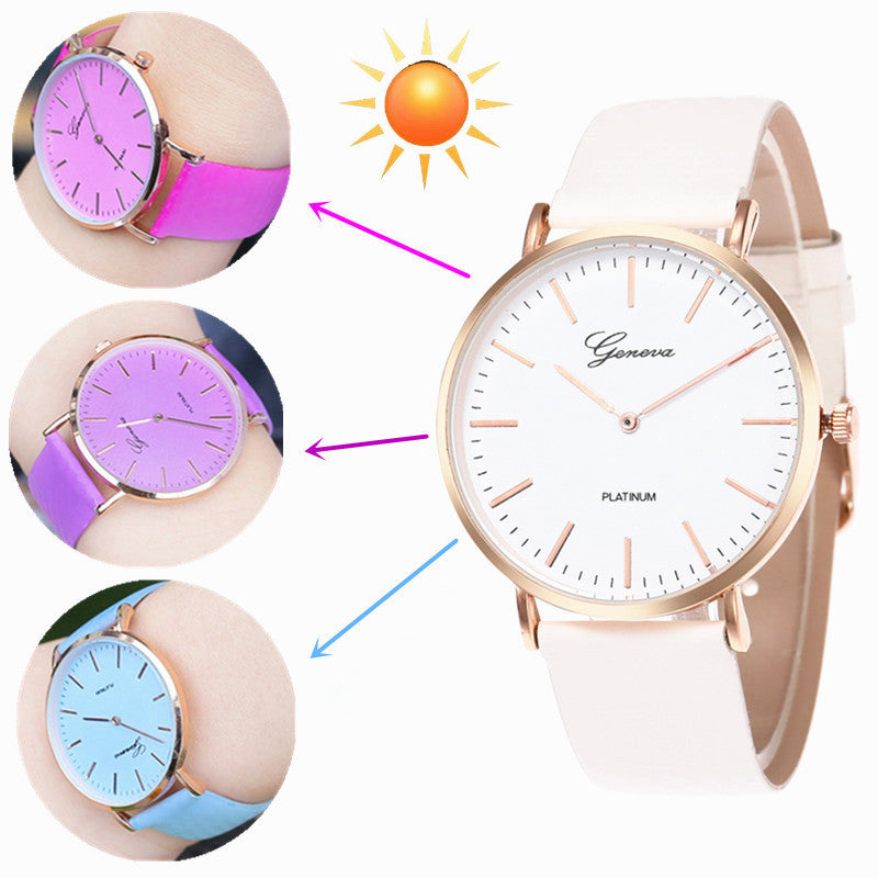 Simple Scale Temperature Sensitive Color Changing Watch UV Reactive Timepiece That Shifts Color Under Sunlight