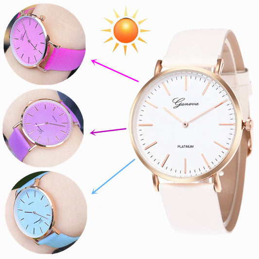 Simple Scale Temperature Sensitive Color Changing Watch UV Reactive Timepiece That Shifts Color Under Sunlight