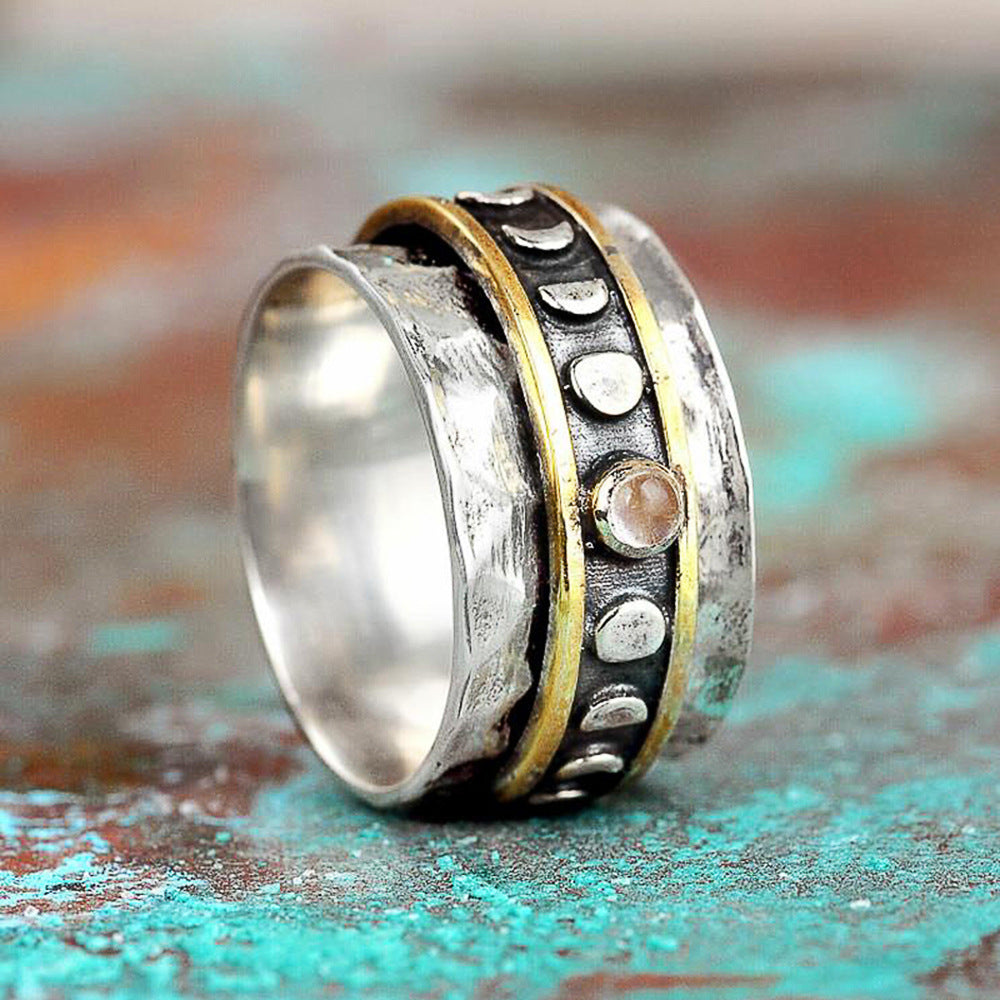 Mens Ring Punk Sun And Moon Alloy Geometric Micro Insert Ring With Gems European American Fashion Jewelry Gift