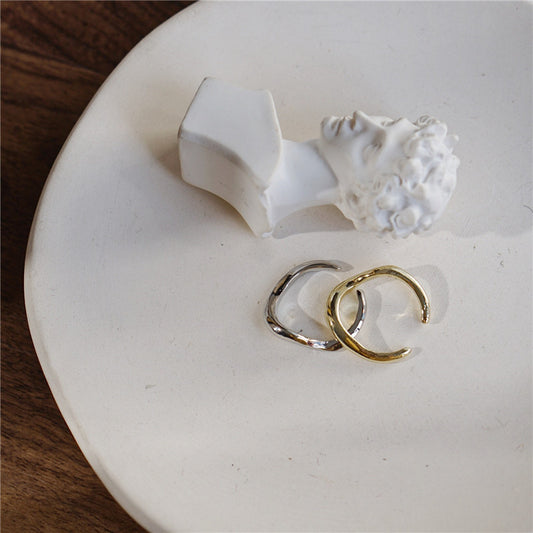 Two Tone Ring Alloy Geometric Design Gold And Silver Plating Sleek Modern Jewelry For Travel Gift Travel Ready