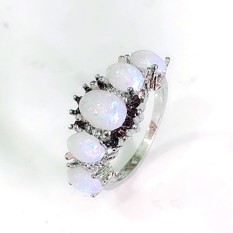 Elegant Opal Ring European Inspired Design Lightweight