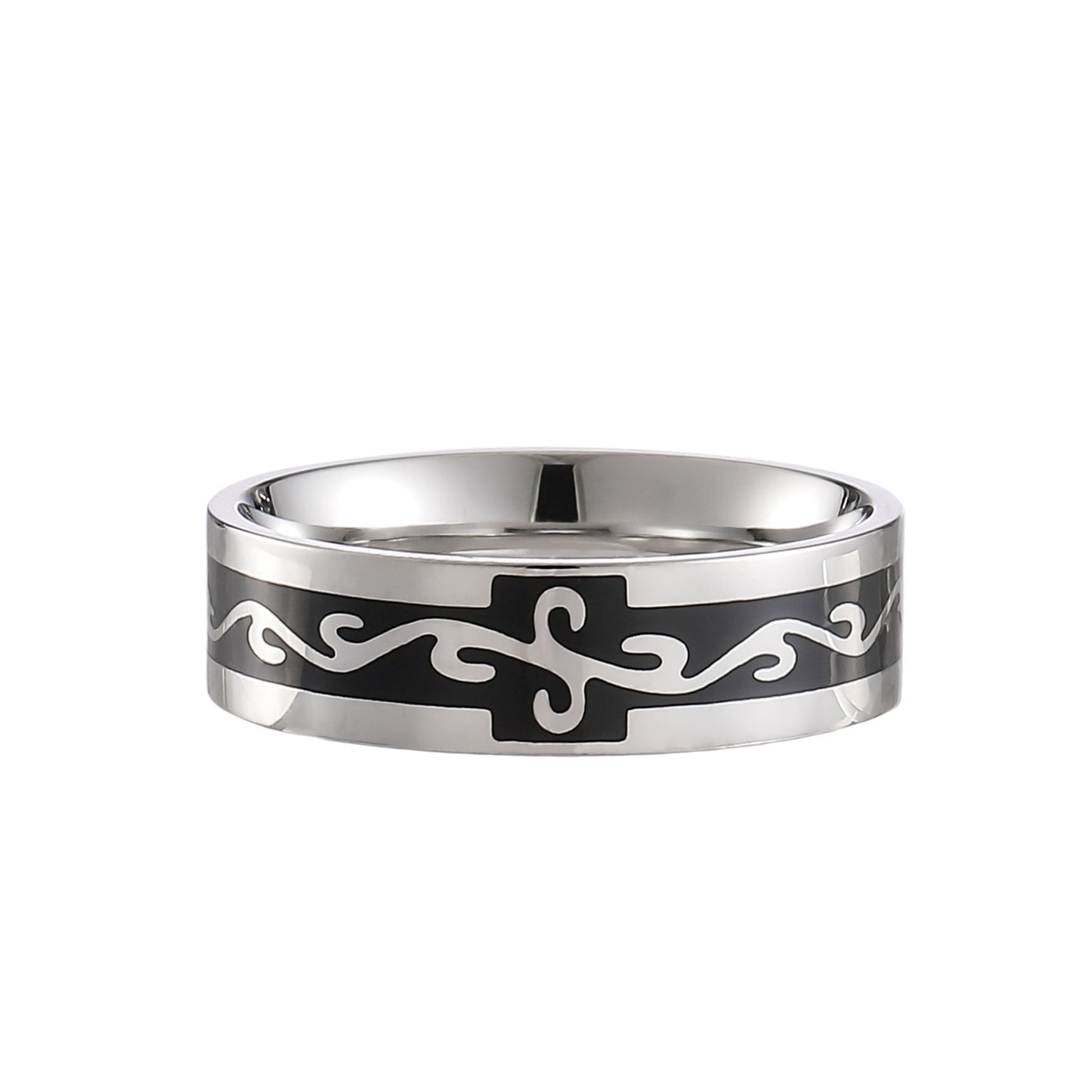 Unisex Stainless Steel Mahjong Ring With Eng Letters And Chinese Characters For Men And Women Casual Band Ring