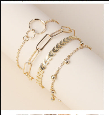 Womens Bracelet Set Gold Alloy Leaf Moon Lightning European American Fashion Jewelry Bracelets Anniversary And