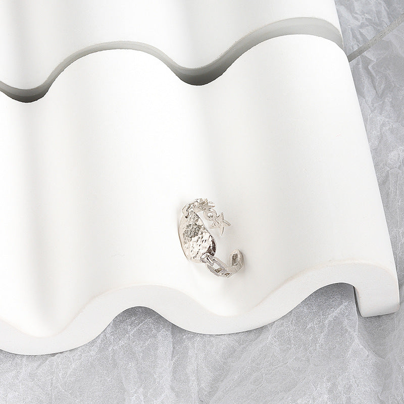 Geometric Copper Ring Adjustable Hollow Design Electroplated Platinum Gold 8mm Wide Fashion Statement Ring Now