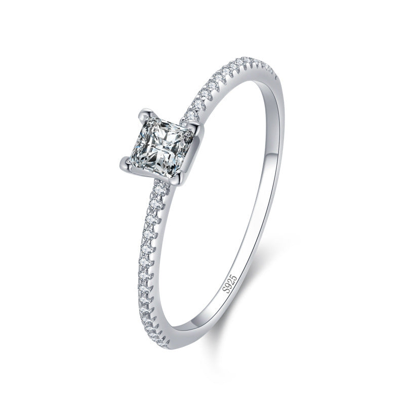 Womens Ring Sterling Silver 925 Micro Setting Gold Plated Artificial Gemstones Lightweight Jewelry Inlay Style