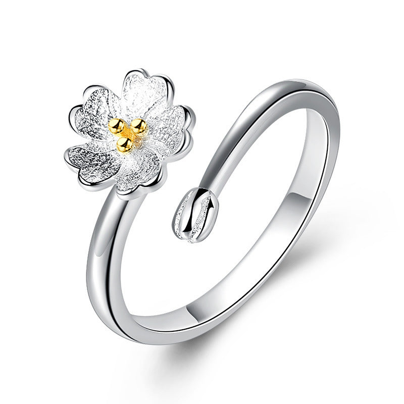Womens Adjustable Silver Plated Lotus Flower Ring Copper Gold Tone Fashion Jewelry For Women Chic Durable Gift