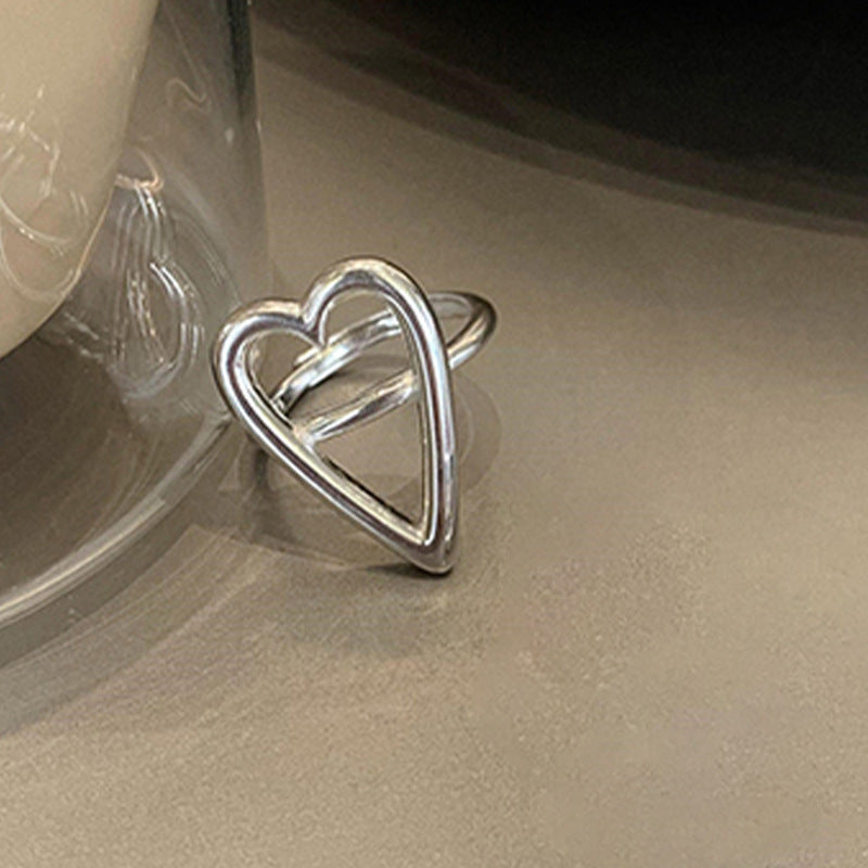 Womens Adjustable Heart Ring Multilayer Fashionable Elegant Ring Thai Silver Plated Ring For Women Girls Heart