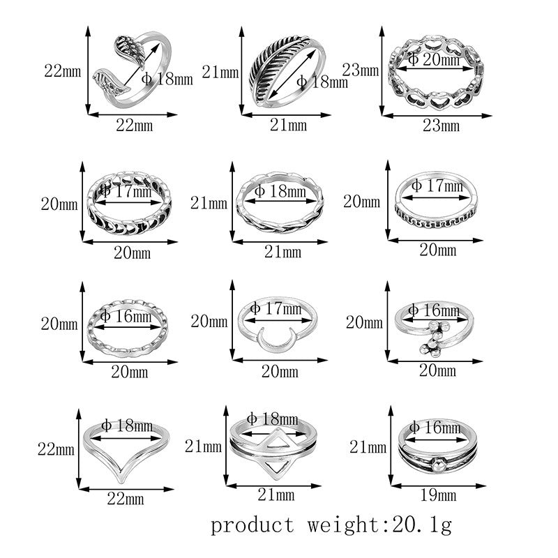 Geometric Ring Set for Women Electroplated Knuckle Rings