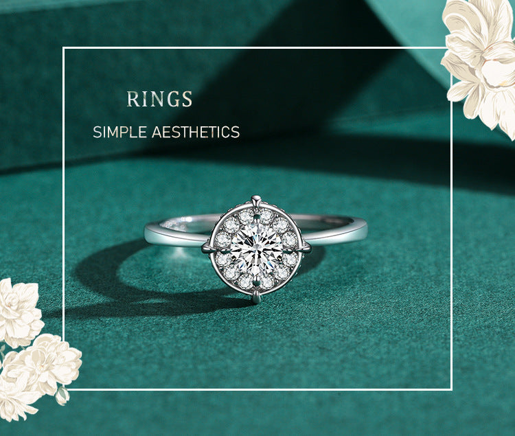 Womens Ring Sterling Silver Gold Plated Simulated Diamond Classic Design 925 Silver Artificial Gemstone Jewelry