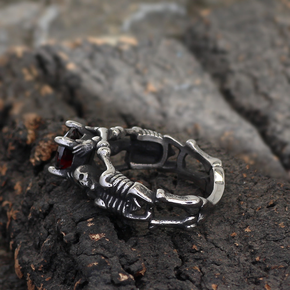 Mens Personalized Skull Skeleton Stainless Steel Ring Gothic Biker Punk Rock Fashion Jewelry Statement Style A