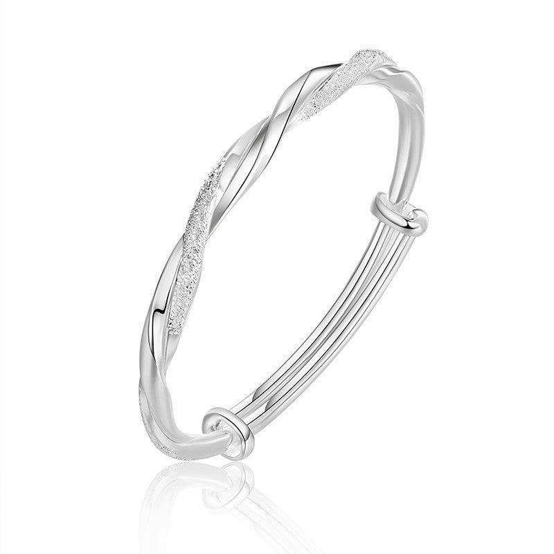 Women Mobius Ring Bracelet Electroplated Silver Tone Asymmetrical Design Symbolizing Intertwined Love Fashion Bangle