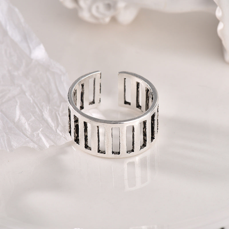 Womens Ring Retro Twine Cross Connect Geometric Copper Ring Electroplated Band Fashion Jewelry Gift Silver Tone