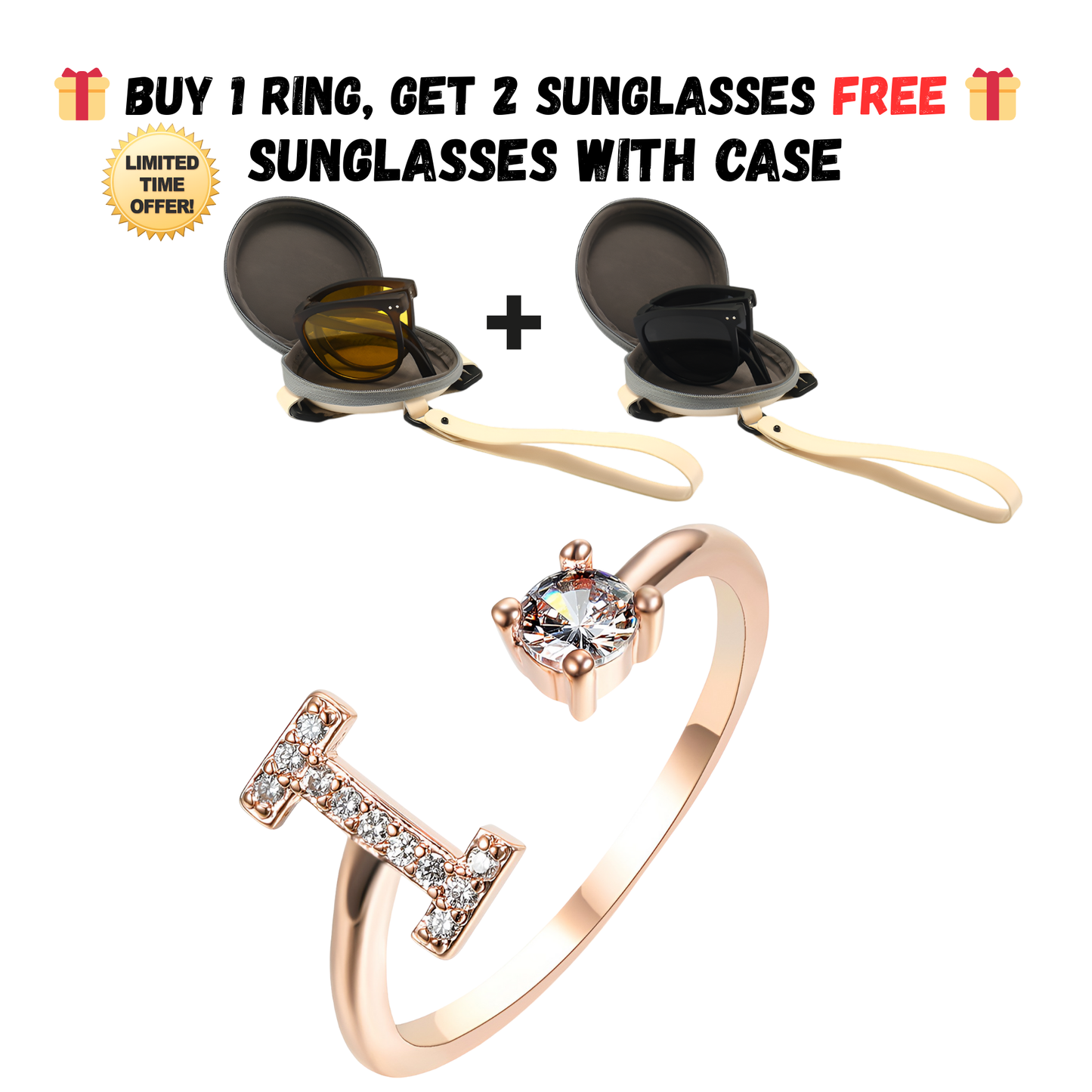 Adjustable Letter Zircon Ring with Alphabet Initials A Z Copper Alloy Jewelry Gift for Women Elegant Gift Idea