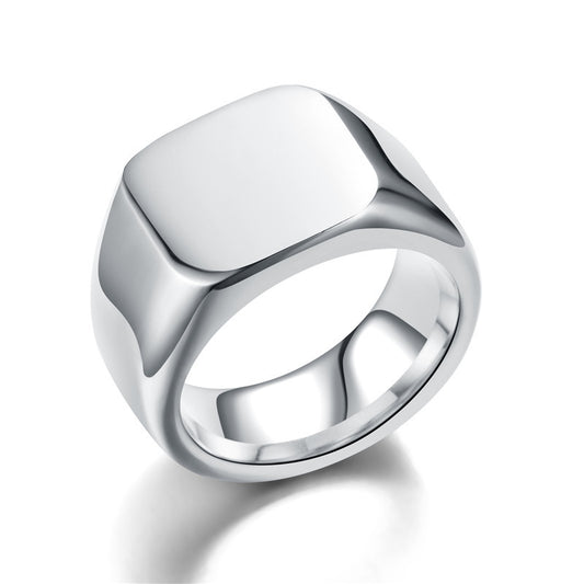 Unisex Stainless Steel Ring Smooth Plain Geometric Band Square Ring Durable Titanium Casting For Everyday Wear