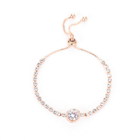 Womens Alloy Adjustable Diamond Drop Gem Bracelet Jewelry
