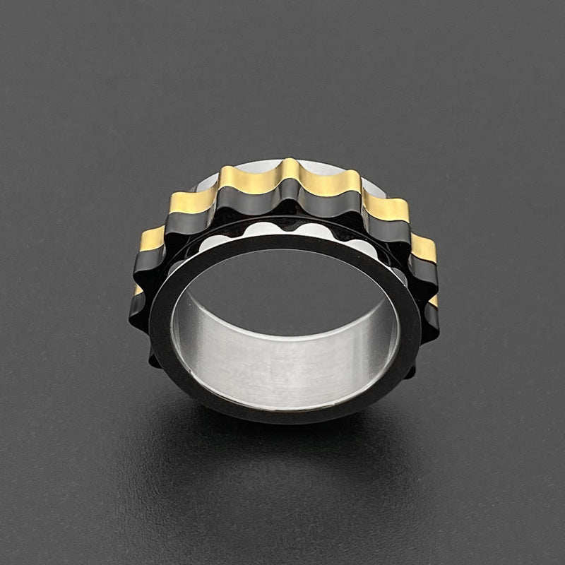 Men's Titanium Steel Rotatable Ring Stainless Steel Band Simple Spinner Ring Anxiety Relief Meditation Ring for Him Polished Finish Statement Ring