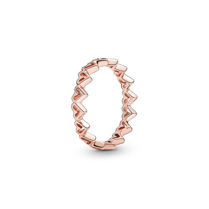 Heart Shaped Ring For Lovers Hand Painted Design Copper Silver Ring Silver And Rose Gold Temperament Ring Gift