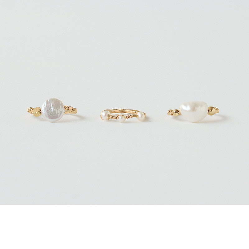 Natural shaped pearl ring