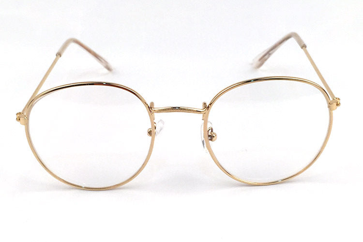 Retro Metal Frame Glasses Full Rim Flat Mirror Eyewear For Men And Women Zero Degree Trendy Fashionable Eyeglasses