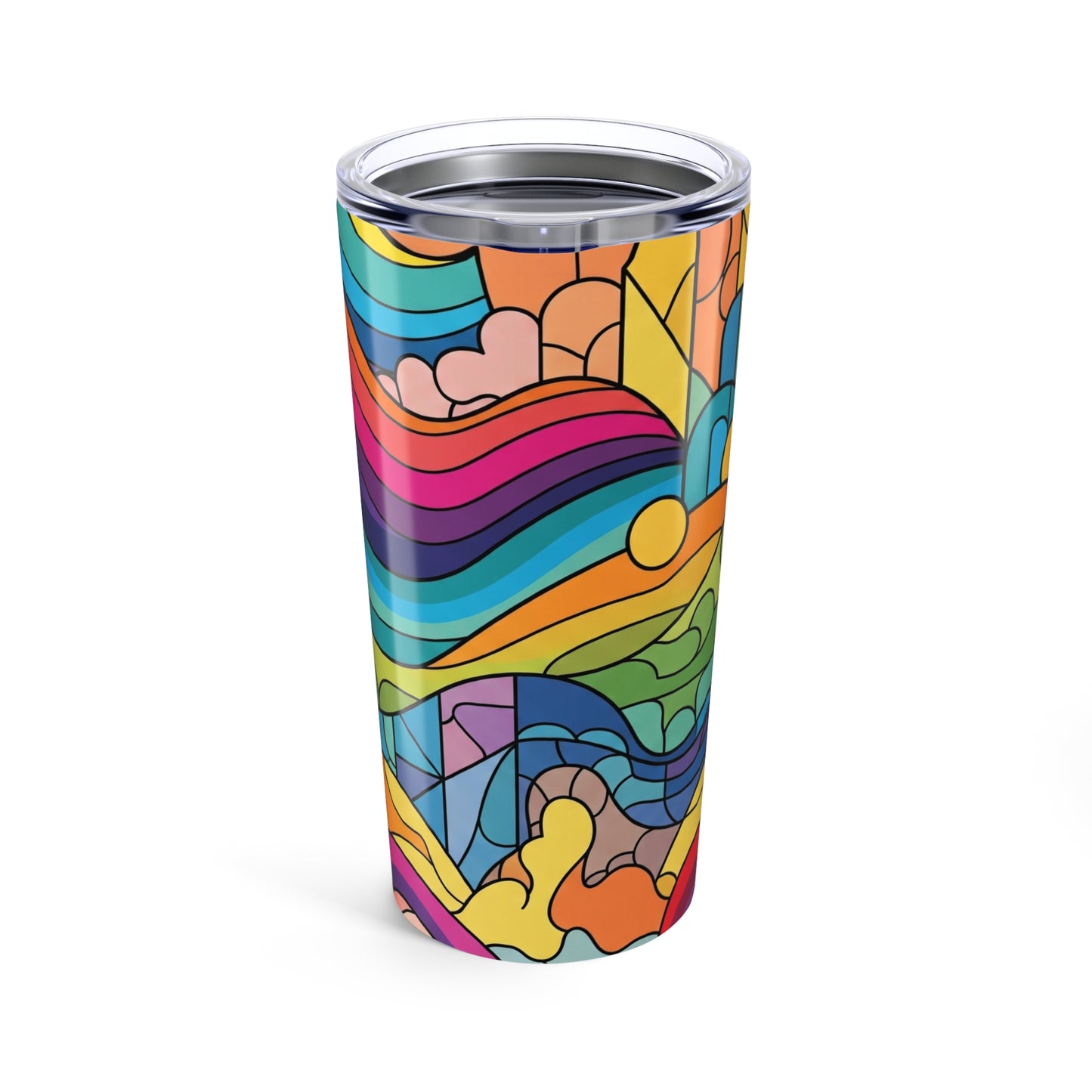 20oz Stainless Steel Tumbler With Printed Design Double Wall Vacuum Insulation Spill Resistant BPA Free Coffee Cup