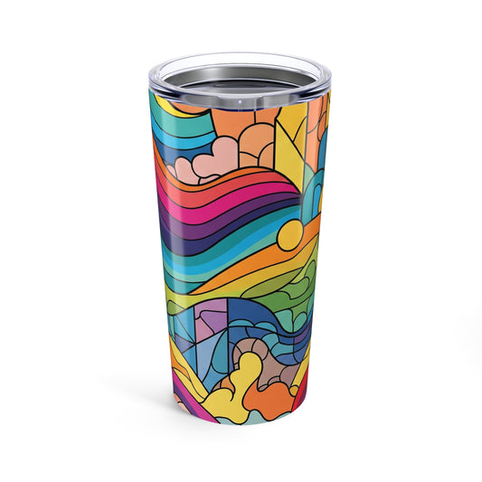 20oz Stainless Steel Tumbler With Printed Design Double Wall Vacuum Insulation Spill Resistant BPA Free Coffee Cup