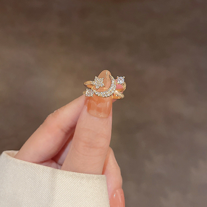 Elegant PearlWhite Ring Geometric Copper Band Electroplated White Gold Gemstone Inlay Gift For Her Korean Style