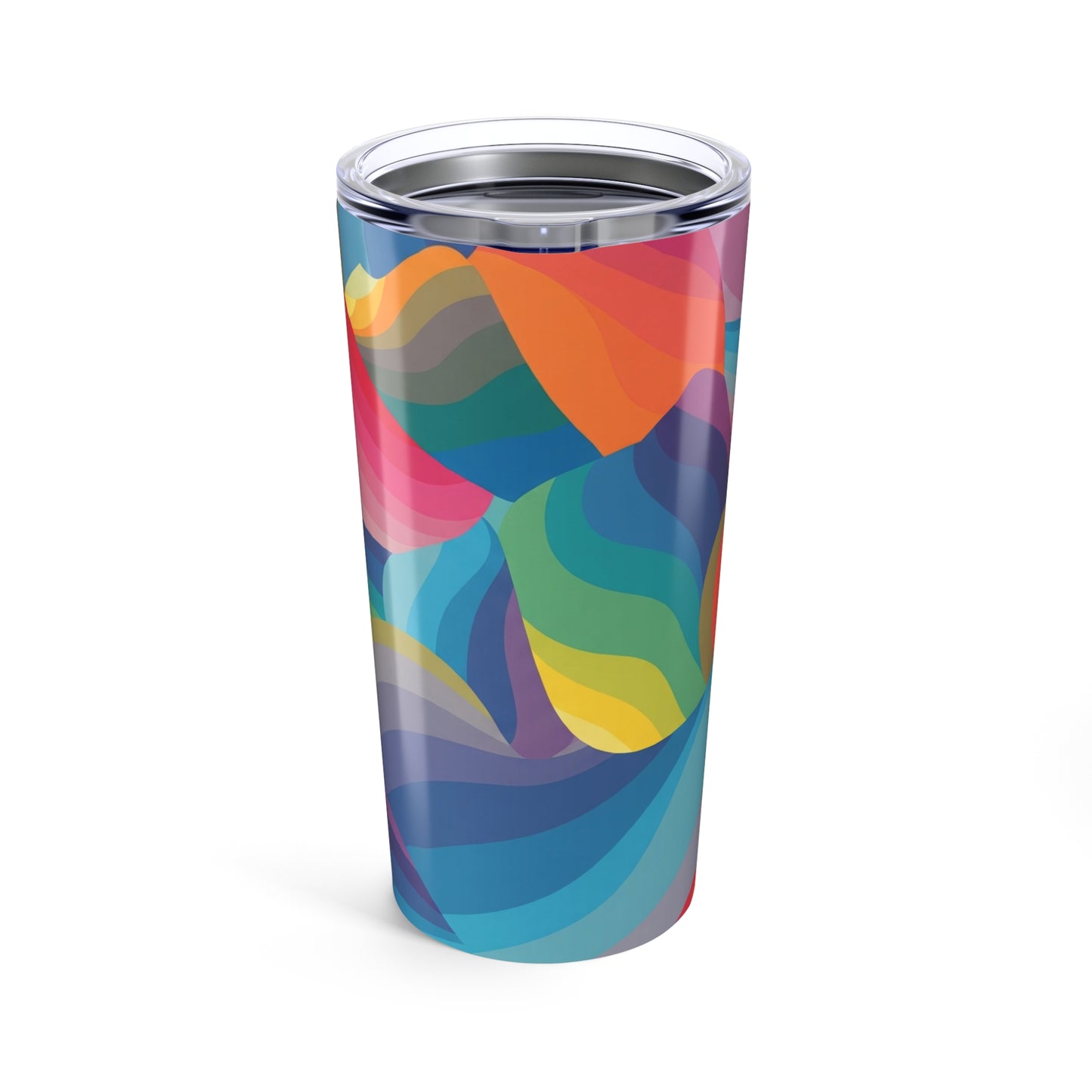 20 Ounce Stainless Steel Tumbler With Printed Design Double Wall Vacuum Insulation Spill Resistant Lid Keeps Hot